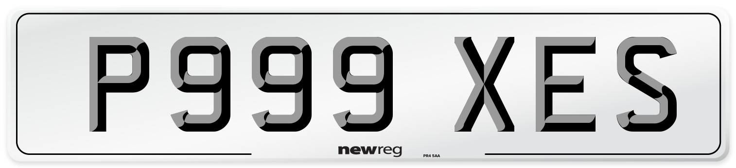 P999 XES Number Plate from New Reg